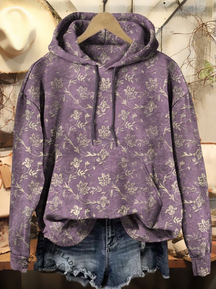 Women's Floral Art Print Casual Hoodie Sweatshirt