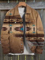 Vintage Aztac Print Casual Denim Jacket