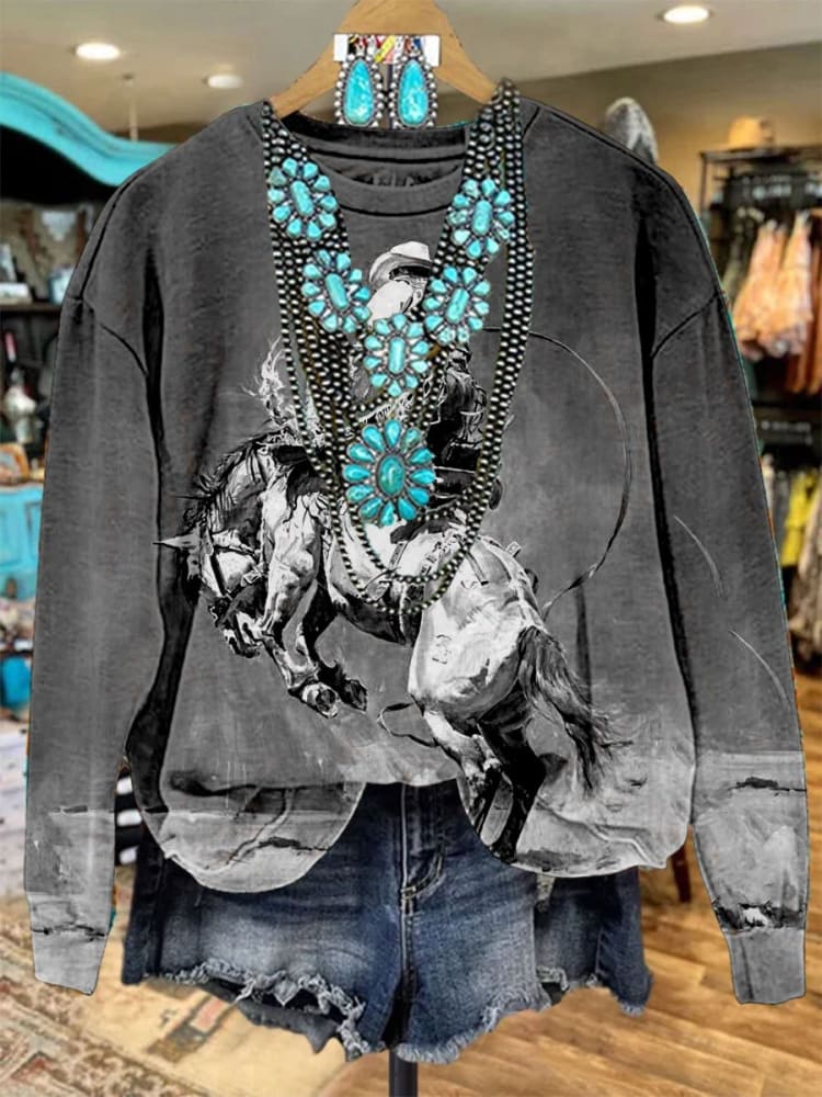 Women's Vintage Print Casual Sweatshirt