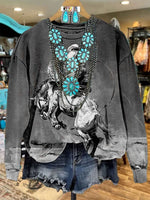 Women's Vintage Print Casual Sweatshirt