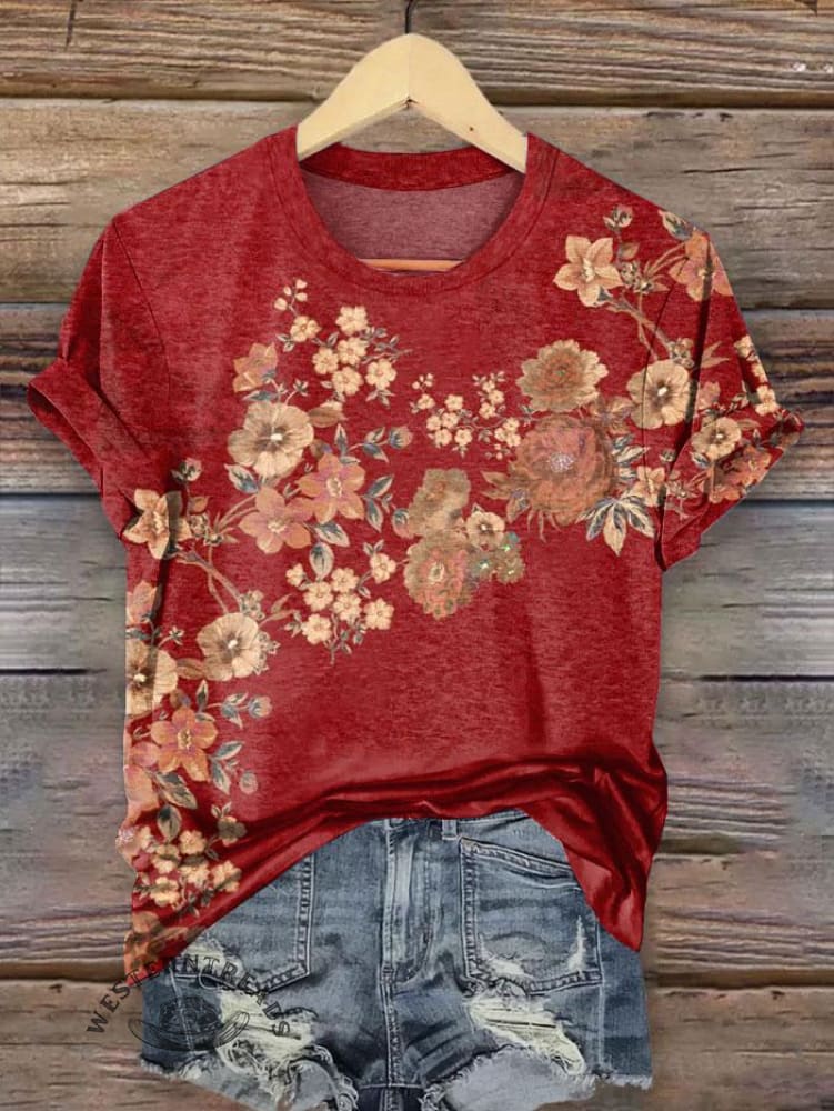 Vintage Flower Art Print T-shirt