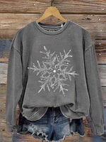 Snowflake Winter Christmas Print Casual Sweatshirt