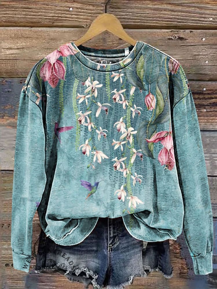 Botanical Art Print Casual Sweatshirt