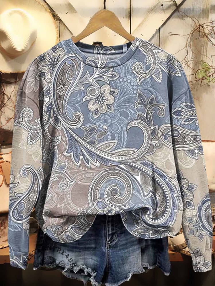 Women's Nation Paisley Print Casual Sweatshirt