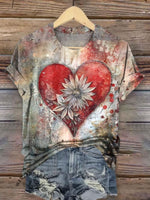 š„Limited Time Discountš„Vintage Heart Print T-shirt