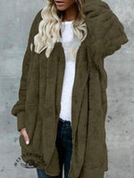 Autumn and Winter Solid Color Warm Top Medium Long Coat
