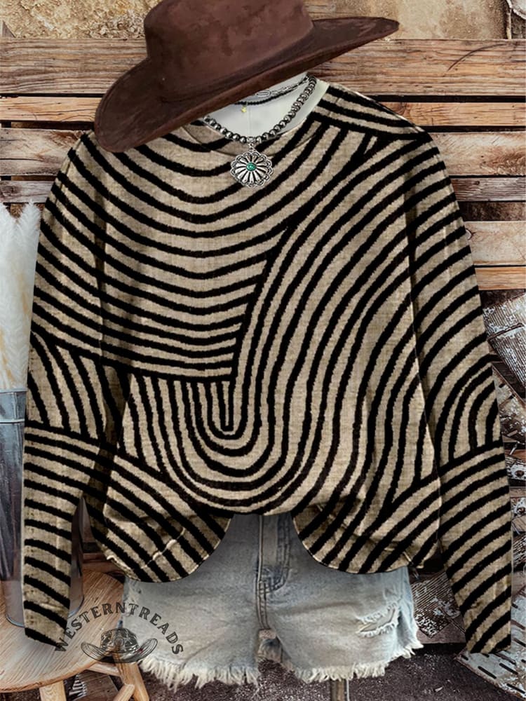 🔥Hot Sale🔥Vintage Hand Drawn Circle Line Print CasualSweatshirt