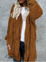 Autumn and Winter Solid Color Warm Top Medium Long Coat