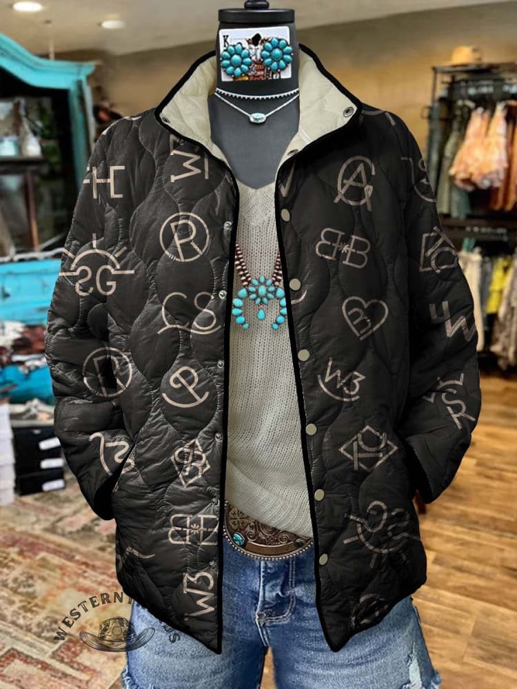 Women's Western Print Casual Quilted Cardigan