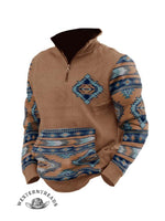 Printed Stand-up Collar Zip-up Polo Hoodie