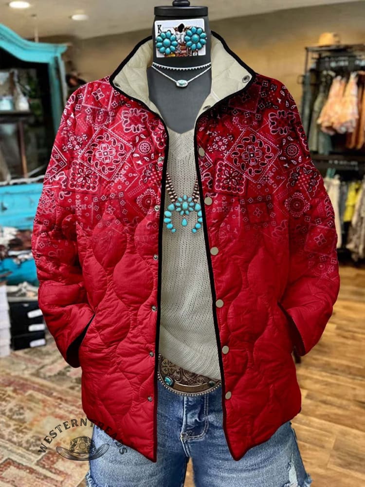 Women's Paisley Casual Quilted Jacket
