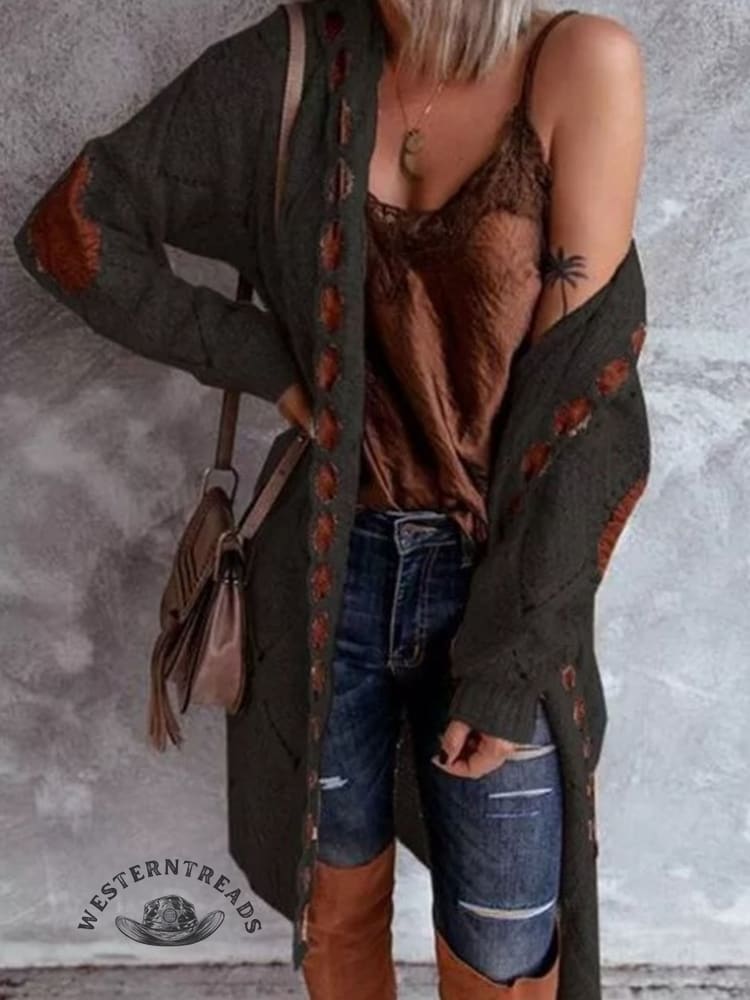 Women's Long Sleeve Midi Knit Cardigan Sweater