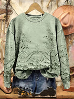 Limited time offer ✨Vintage Lovely Lace Floral Pattern Art Print Casual Sweatshirt