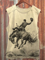 Vintage Wild Cowboy Art Print Casual Shirt Tank Top