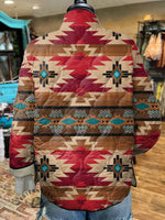 Women's Retro Aztec Art Print Casual Quilted Jacket