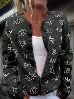 Western Cattle Brands Print Buttoned Cardigan Sweater