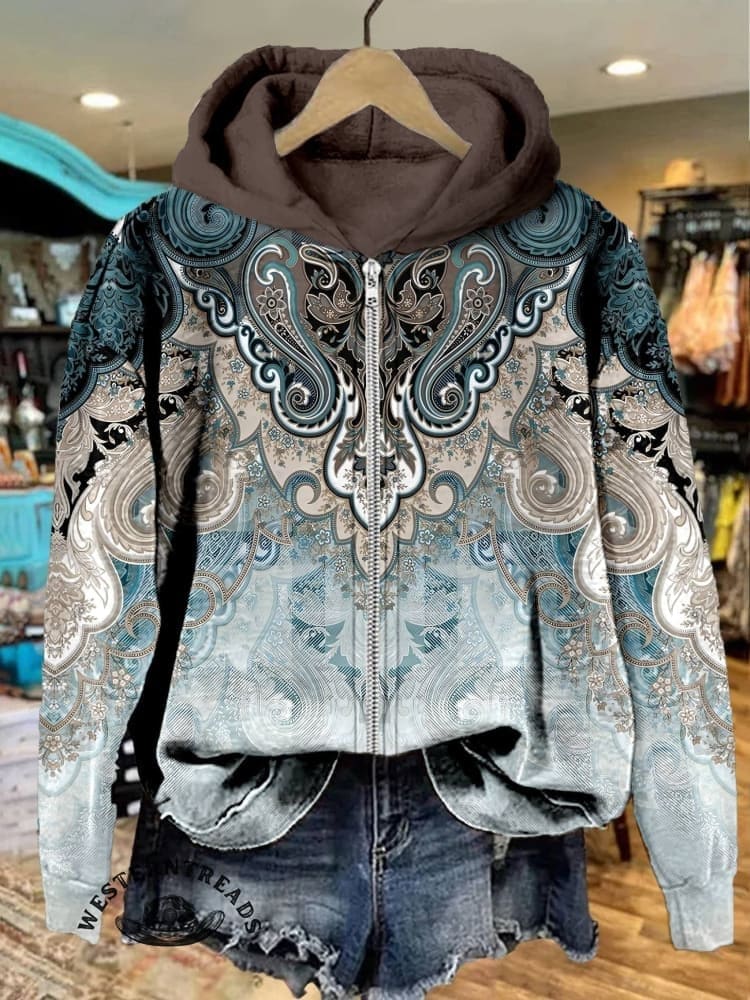 ?Hot Sale?Women's Paisley Print Casual Sweatshirt