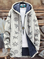 Western Cattle Brands Print Unisex Plush Thick Long-Sleeved Sweater Cardigan Coat