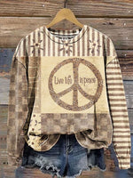 Vintage Love and Peace Art Print Casual Sweatshirt
