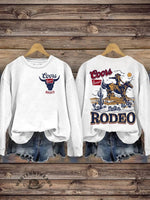 Retro Coors Rodeo Cowboy Art Print Pattern Casual Sweatshirt