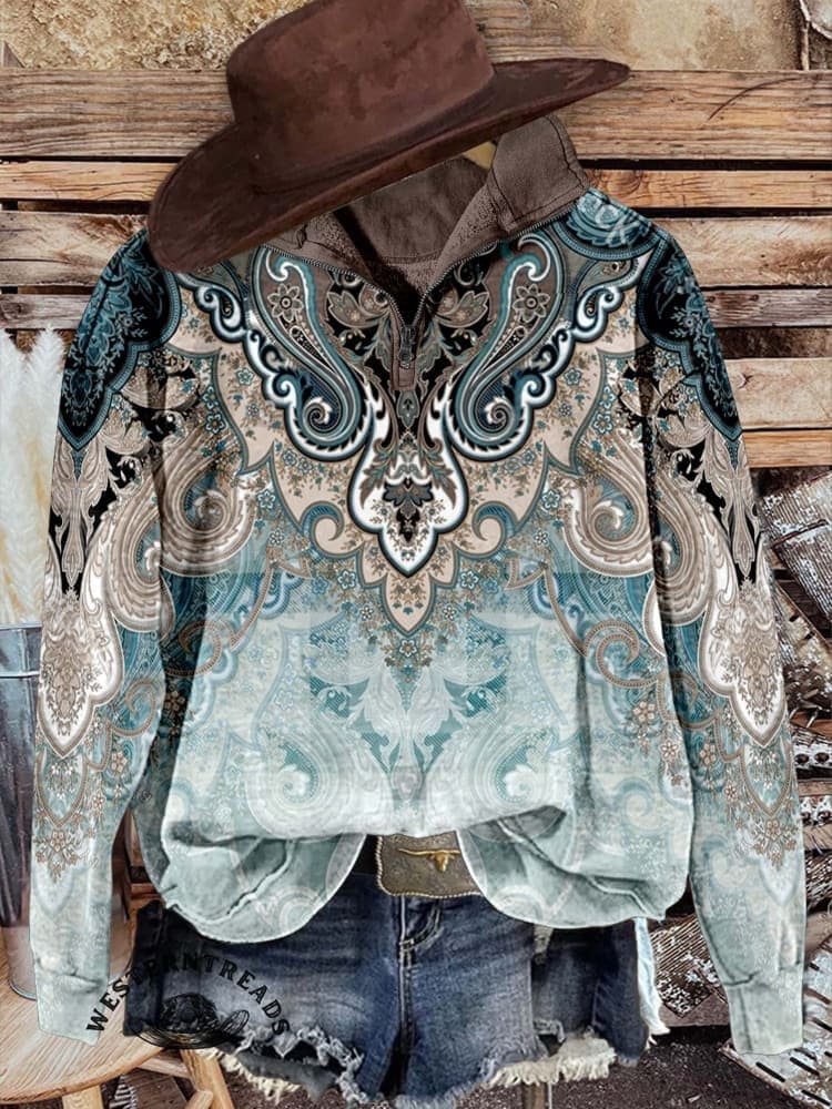 ?Hot Sale?Women's Paisley Print Casual Sweatshirt