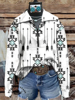 š„Hot Saleš„White Vintage Aztec Print Casual Sweatshirt