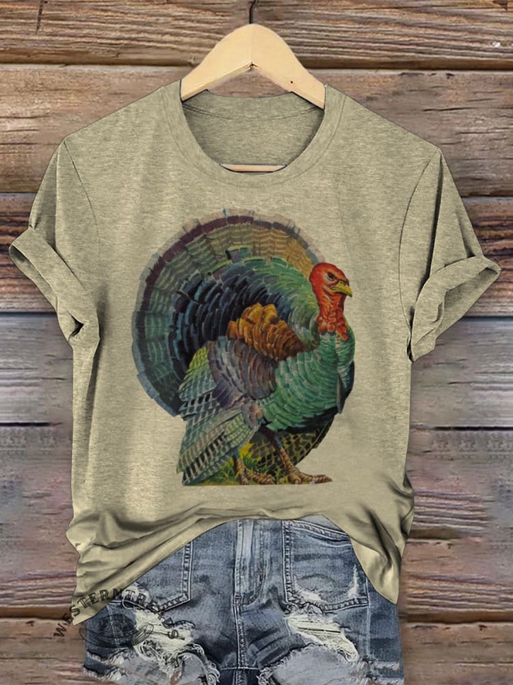 Retro Animals Art Print Casual T-shirt