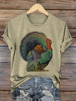 Retro Animals Art Print Casual T-shirt