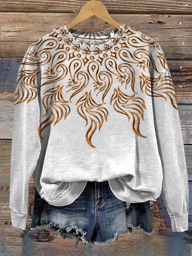 Vintage Print Casual Sweatshirt