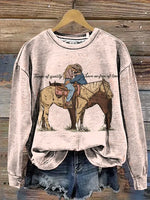 Valentine Horse Art Print Casual Cotton Sweatshirt