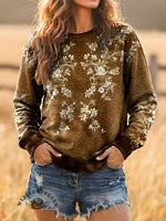 Floral Print Casual Cotton Sweatshirt