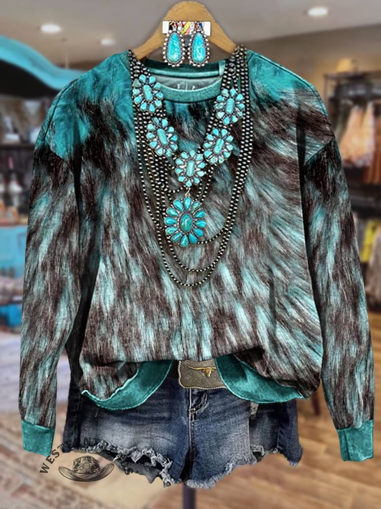 West Print Casual Cotton Sweatshirt
