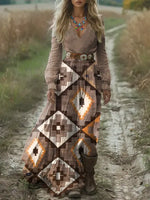 Women's Vintage Art Print Pocket Cotton Dress