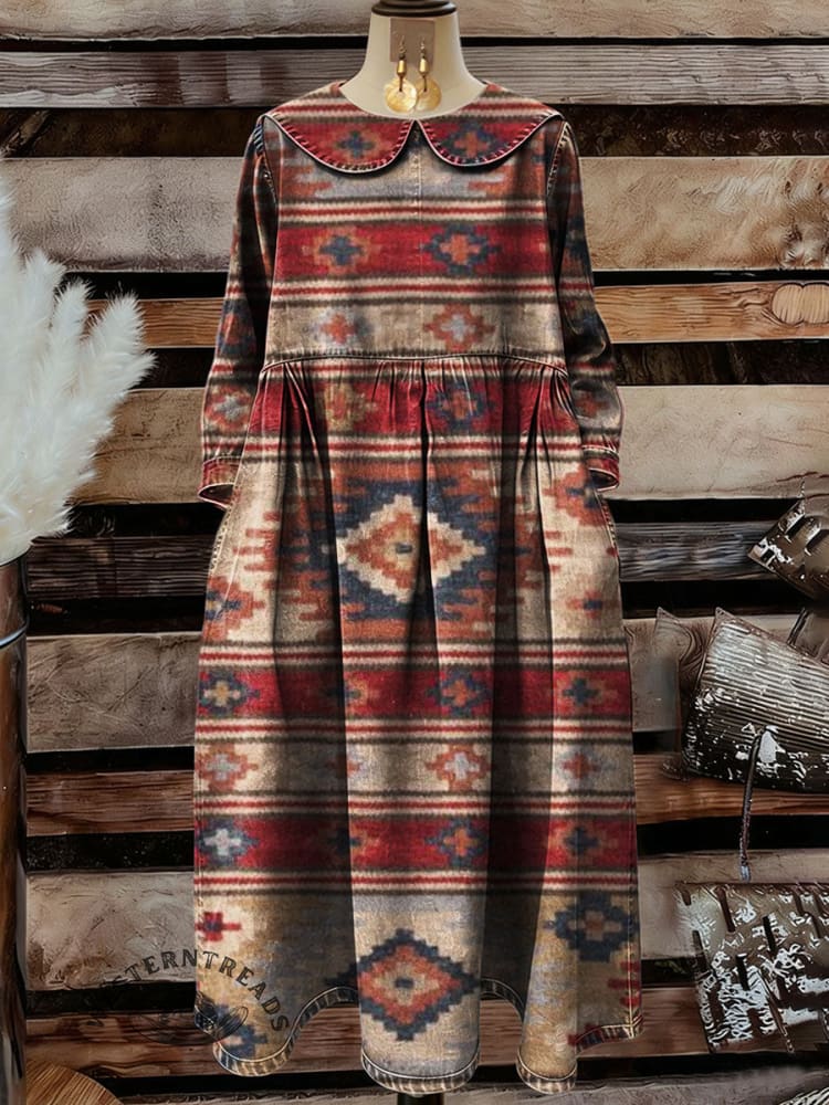 Women's Aztec Print Casual Denim Dress