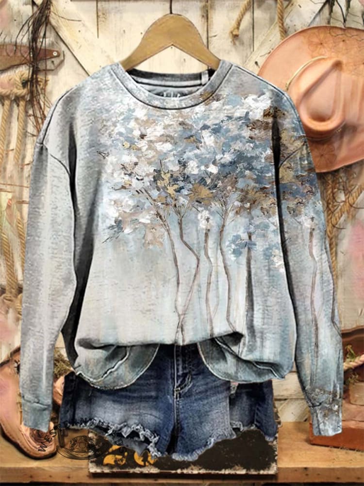 Vintage Art Print Casual Cotton Sweatshirt