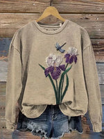 Vintage Flowers Pattern Casual Cotton Sweatshirt