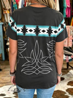 Western Aztec Graphic Tee - Cowgirl V-neck T-shirt