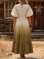 V-neck Vintage Style Loose Fit Western Dress