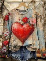 Vintage Valentine's Day Art Print Casual Sweatshirt