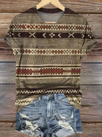 Retro Art Pattern Print T-shirt