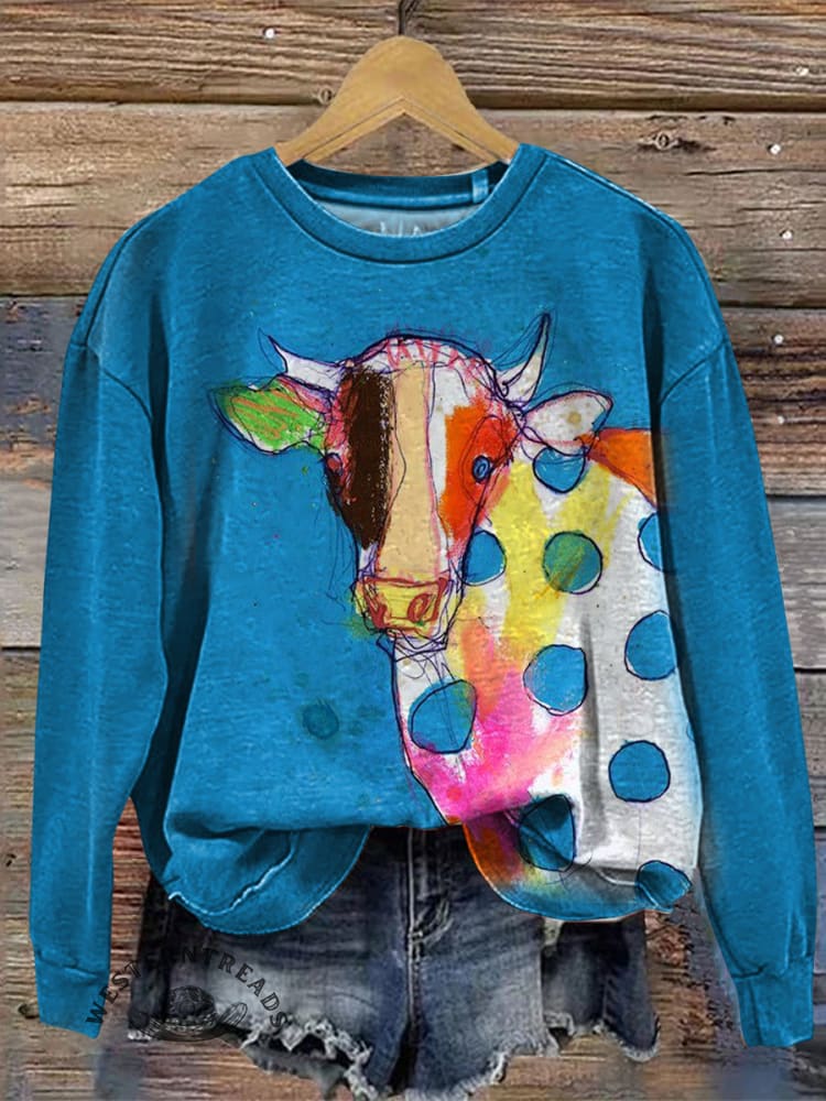 Vintage Farm Animals Art Print Casual Cotton Sweatshirt