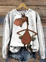 Funny Horse Art Casual Cotton Sweatshirt
