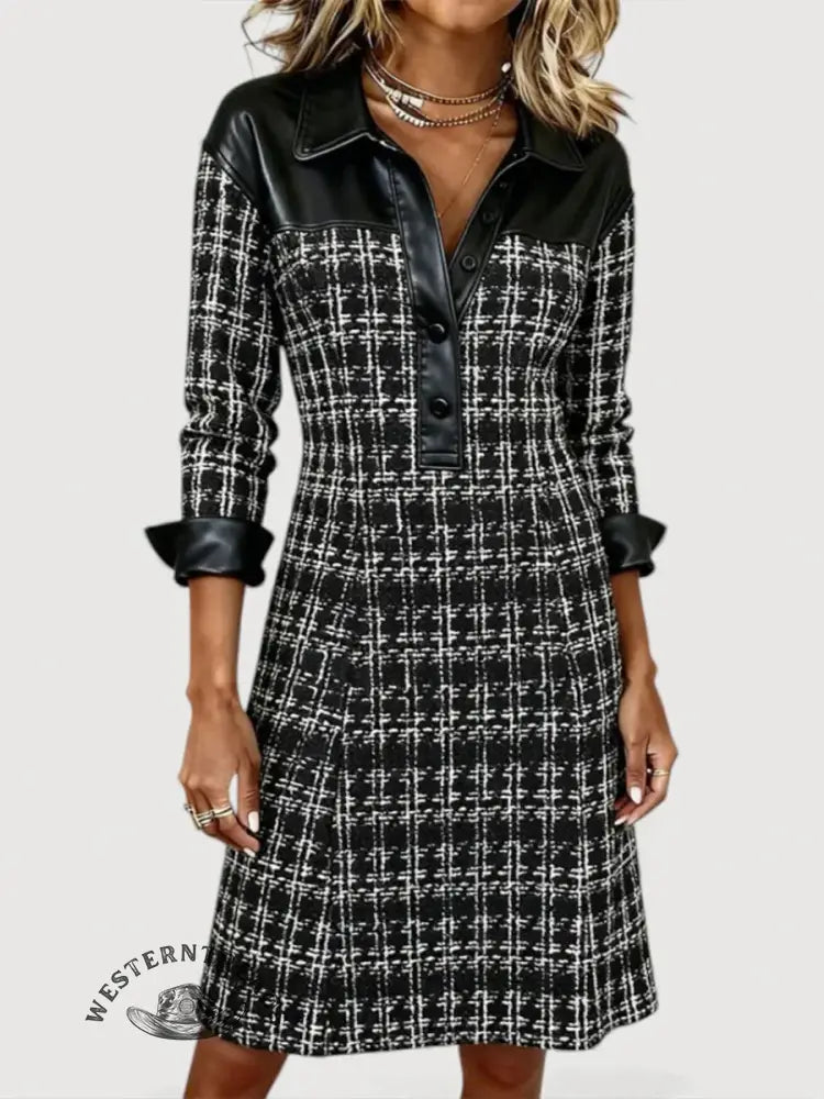 Women‘s Tweed Patchwork Dress