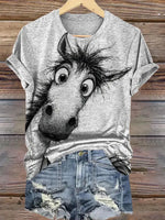 Crazy Hair Horse Print T-shirt