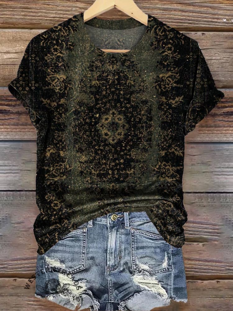 Vintage Print Casual T-shirt