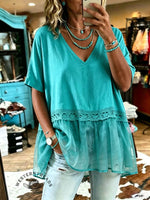 Women's Vintage Lace Patchwork Casual Shirt