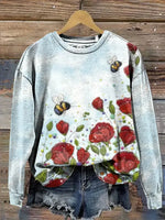 Vintage Print Casual Cotton Sweatshirt