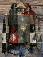 Vintage Christmas Tree Print Casual Cotton Sweatshirt