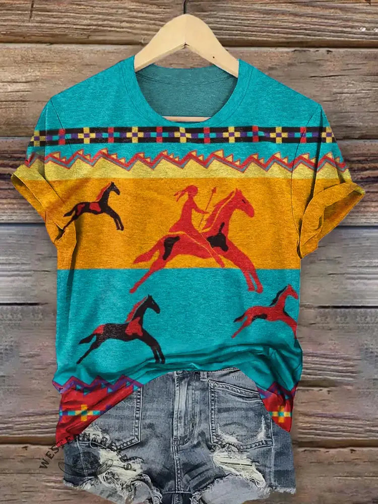 Color Horse Print T-shirt
