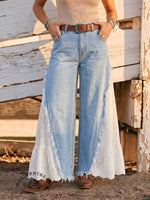Vintage Art Western Patchwork Denim Jeans Pants